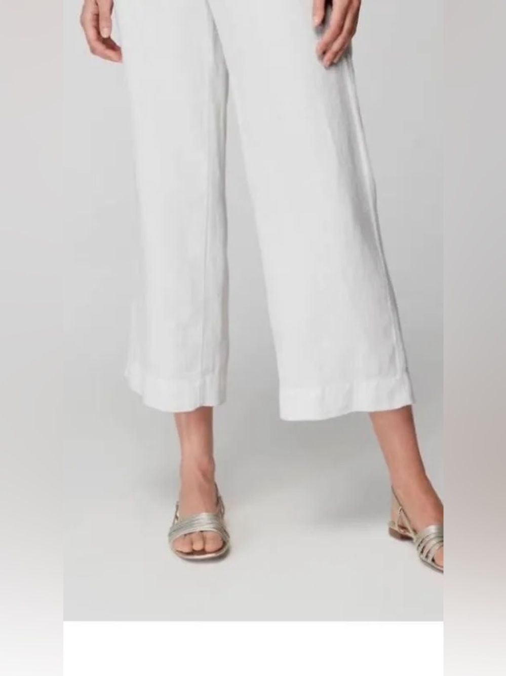 Jessica London: 18W Cropped Wide-Leg Linen Pants in White